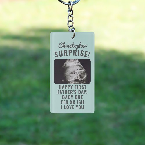 1st Fathers Day Ultrasound Photo Dad to Be Keychain