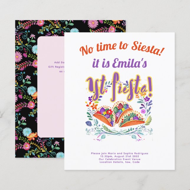 1st Fiesta Birthday For a Girl Folkart BUDGET (Front/Back)