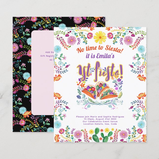 1st Fiesta Birthday For a Girl Folkart BUDGET (Front/Back)