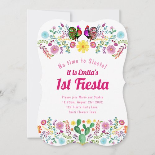 1st Fiesta Birthday For a Girl Sinorita Folkart Invitation