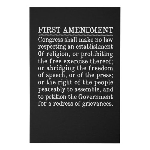 1st First Amendment US Constitution Free Speech Faux Canvas Print