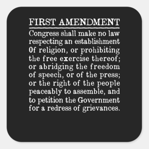 1st First Amendment US Constitution Free Speech Square Sticker