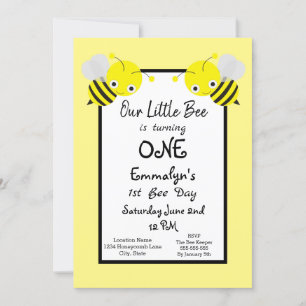 1st First Bee Day Birthday Invitation