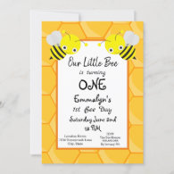 1st First Bee Day Honeycomb Birthday Invitation