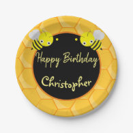 1st First Birthday Bee Day Name Paper Plates