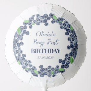 1st First Birthday Party Blueberry Baby Girl Balloon