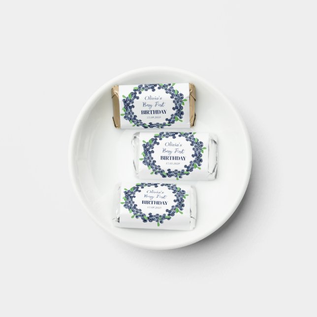 1st First Birthday Party Blueberry Baby Girl Hershey's Miniatures (Plate)