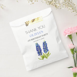 1st First Birthday Party Bluebonnets Baby Girl Favor Bag