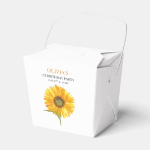 1st First Birthday Party Sunflower Baby Girl Favor Boxes