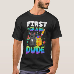 1st First Grade Dude French Bulldog Back To Schoo T-Shirt
