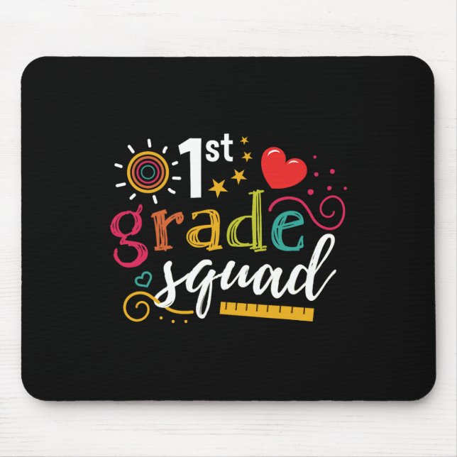1st First Grade Squad Student Teacher Gift Back To Mouse Pad (Front)