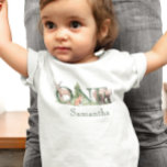 1st First One Birthday Woodland Animals Name Baby T-Shirt<br><div class="desc">This design may be personalized in the area provided by changing the photo and/or text. Or it can be customized by clicking Personalize this Template and then choosing the click to customize further option and delete or change the color of the background, add text, change the text color or style,...</div>