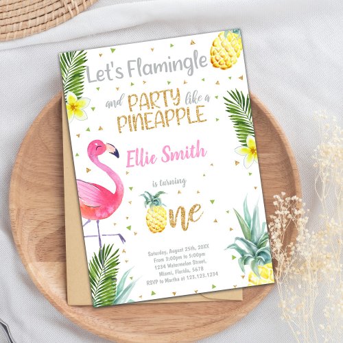 1st Flamingo Invitations  Pineapple Invitations