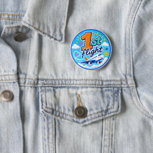 1st flight colorful airplane souvenir button