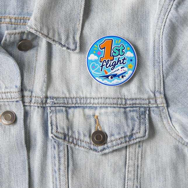 1st flight colorful airplane souvenir button (In Situ)