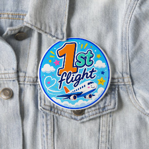 1st flight colorful airplane souvenir button