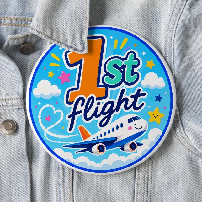 1st flight colorful airplane souvenir button (In Situ)
