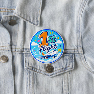 1st flight colorful airplane souvenir button