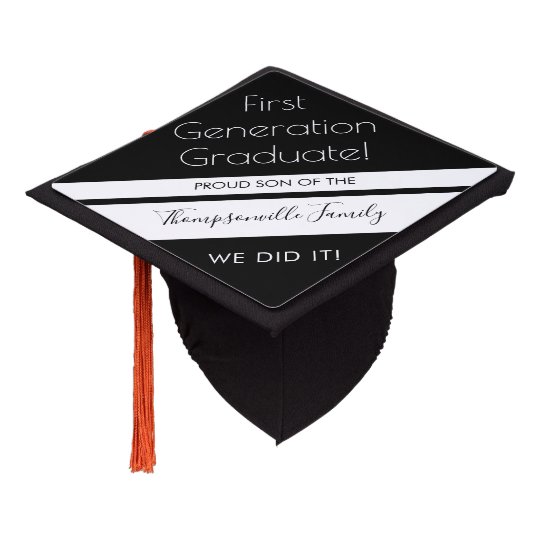 1st Generation Graduate Success Family Name Black Graduation Cap Topper ...