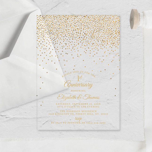 1st Gold Wedding Anniversary Acrylic Invitations (Creator Uploaded)
