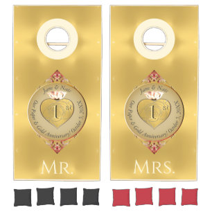 1st Gold Wedding Anniversary Cornhole Set