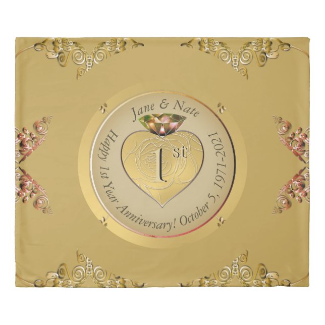 1st Golden Wedding Anniversary Duvet Cover (Front)