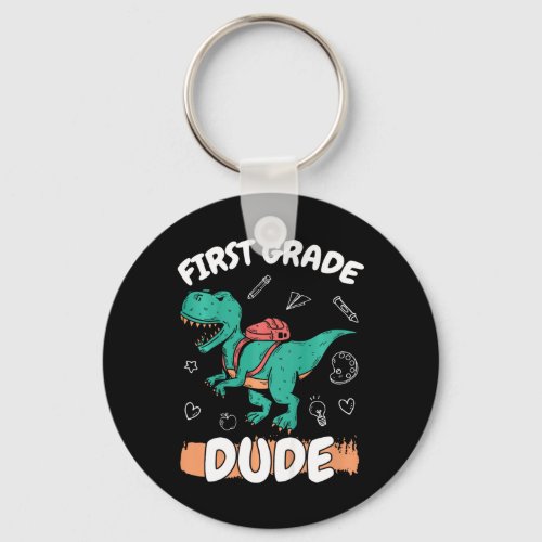 1st Grade Back To School First Grade Dude Boys  Keychain