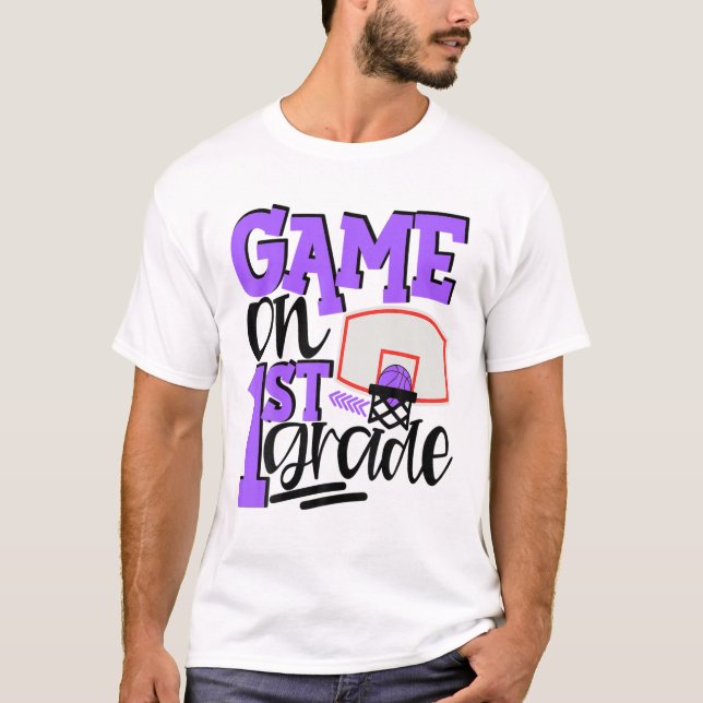 1St Grade Basketball First Day Of School Sports Pu T-Shirt (Front)