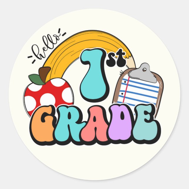 1st Grade Classic Round Sticker (Front)