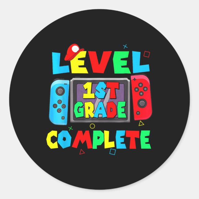 1st Grade Complete Last Day Of School Video Game 1 Classic Round Sticker (Front)