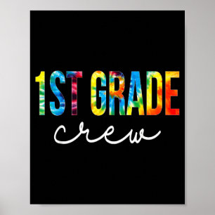1st grade crew back to school tie dye retro poster