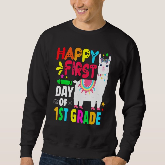 1st Grade Cute Llama Teacher Team First Grade Squa Sweatshirt (Front)