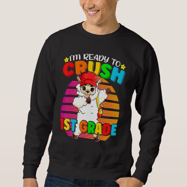 1st Grade Dabbing Llama Back To School Backpack  G Sweatshirt (Front)