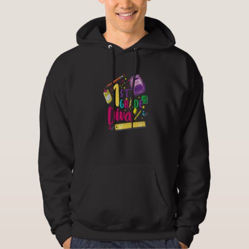 1st Grade Diva  First Day Of School Girl Clothes Hoodie