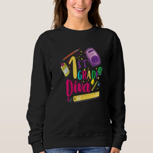 1st Grade Diva  First Day Of School Girl Clothes Sweatshirt