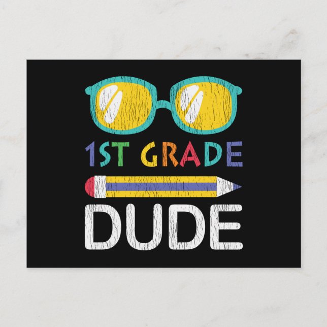 1st Grade Dude Back To School Cool Student Gift Postcard (Front)
