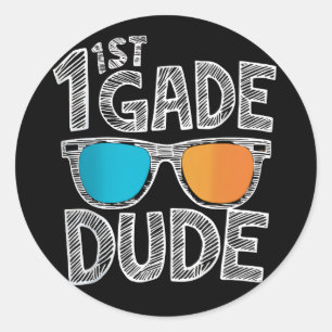 1st Grade Dude Back To School First Grade Student Classic Round Sticker