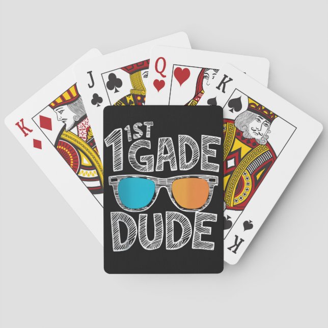 1st Grade Dude Back To School First Grade Student Poker Cards (Back)