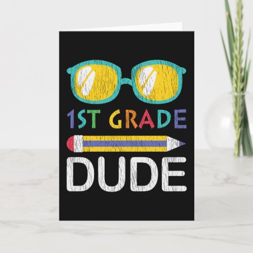 1st Grade Dude Vintage First Grade Back To School Card