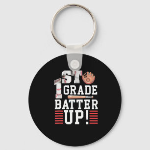 1st Grade First Day Of School 1st Grade Batter Up  Keychain