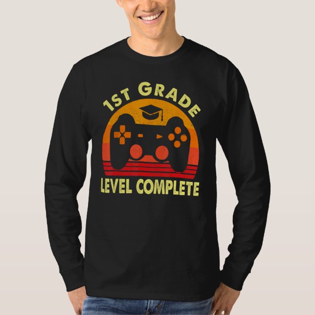 1st Grade Graduation Level Complete Video Game Gam T-Shirt (Front)