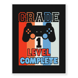 1st Grade Graduation Shirt Elementary School Level Temporary Tattoos