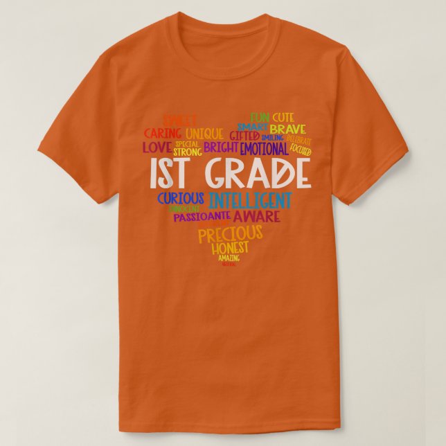 1st Grade Heart Back To School Word Cloud Students T-Shirt (Design Front)