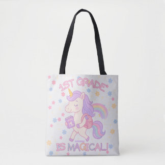 1st Grade is Magical Back to School Unicorn Pastel Tote Bag