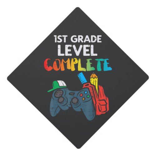 1St Grade Level Complete Gaming Boy Last Day  Graduation Cap Topper