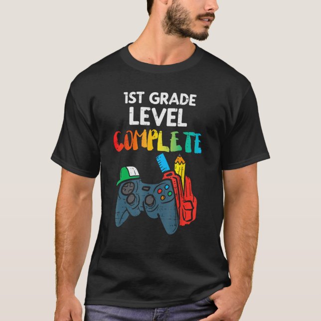 1st Grade Level Complete Gaming Boy Last Day Of Sc T-Shirt (Front)