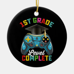 1st Grade Level Complete Graduation Gaming Gamer Ceramic Ornament