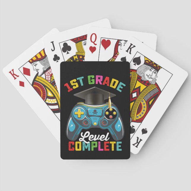 1st Grade Level Complete Graduation Gaming Gamer Poker Cards (Back)