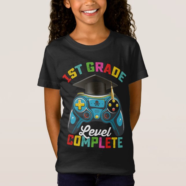 1st Grade Level Complete Graduation Gaming Gamer T-Shirt (Front)