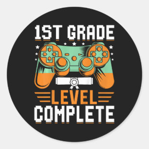1st Grade Level Complete Graduation Video Game Con Classic Round Sticker